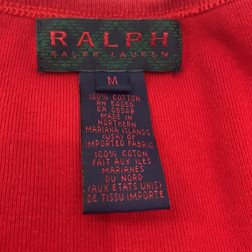 Like 🆕Made in USA RALPH LAUREN VTG Y2K 💯% Cotton 3/4 Sleeves Cropped Top - Picture 12 of 15